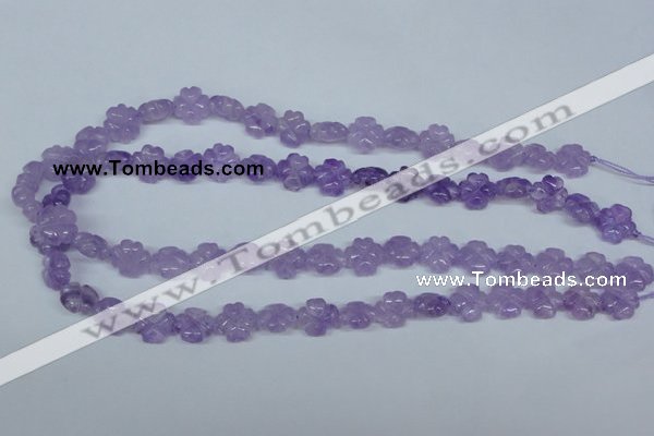 CNA434 15.5 inches 12mm carved flower natural lavender amethyst beads