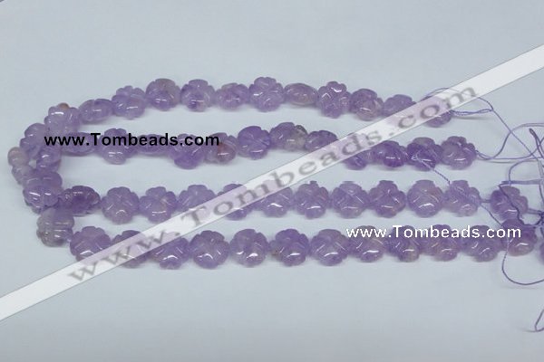 CNA435 15.5 inches 15mm carved flower natural lavender amethyst beads