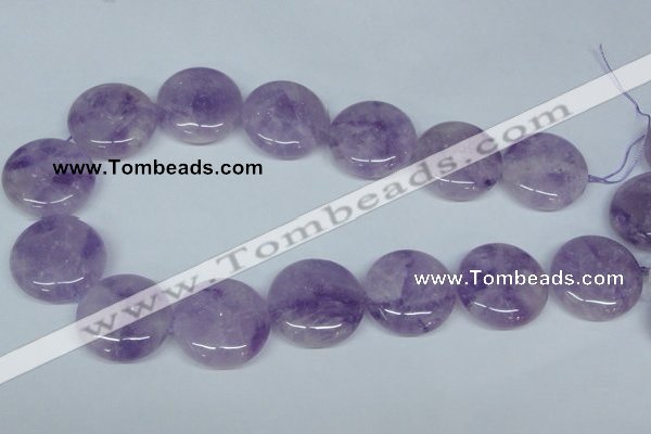 CNA438 15.5 inches 25mm flat round natural lavender amethyst beads