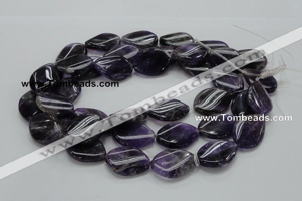 CNA44 15.5 inches 22*30mm twisted teardrop grade A natural amethyst beads