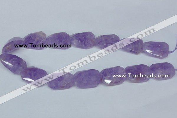 CNA464 22*30mm faceted & twisted rectangle natural lavender amethyst beads