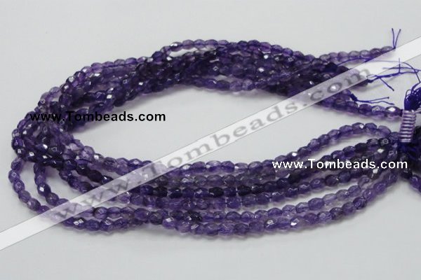 CNA50 15.5 inches 6*7mm faceted rice grade A natural amethyst beads