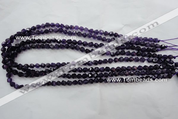 CNA501 15 inches 6mm faceted nuggets amethyst gemstone beads