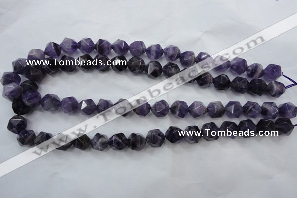 CNA504 15 inches 12mm faceted nuggets amethyst gemstone beads