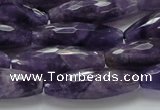 CNA54 15.5 inches 10*30mm faceted rice grade AB+ natural amethyst beads