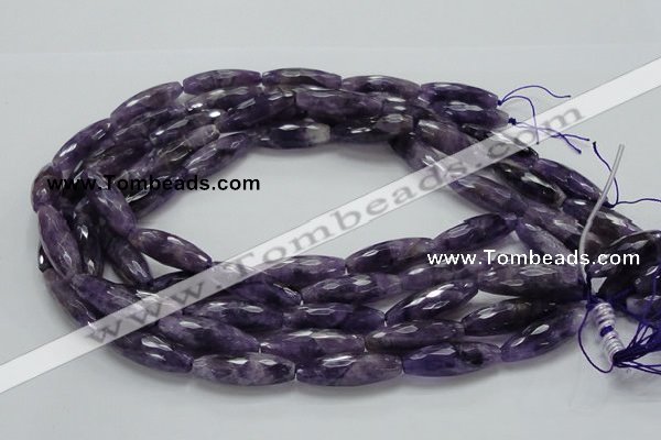 CNA54 15.5 inches 10*30mm faceted rice grade AB+ natural amethyst beads