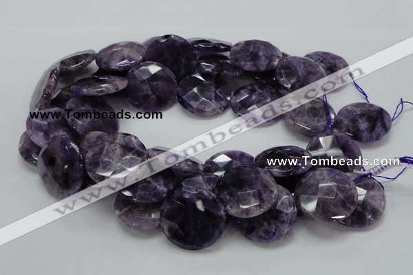 CNA58 15.5 inches 30mm faceted coin grade AB+ natural amethyst beads