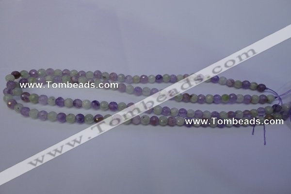 CNA661 15 inches 6mm faceted round lavender amethyst & prehnite beads