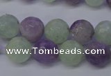 CNA664 15 inches 12mm faceted round lavender amethyst & prehnite beads