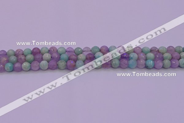 CNA681 15.5 inches 6mm faceted round lavender amethyst & amazonite beads