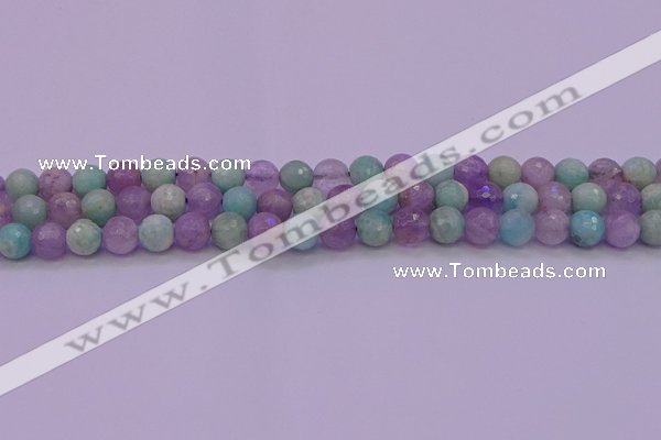 CNA682 15.5 inches 8mm faceted round lavender amethyst & amazonite beads