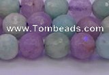 CNA683 15.5 inches 10mm faceted round lavender amethyst & amazonite beads