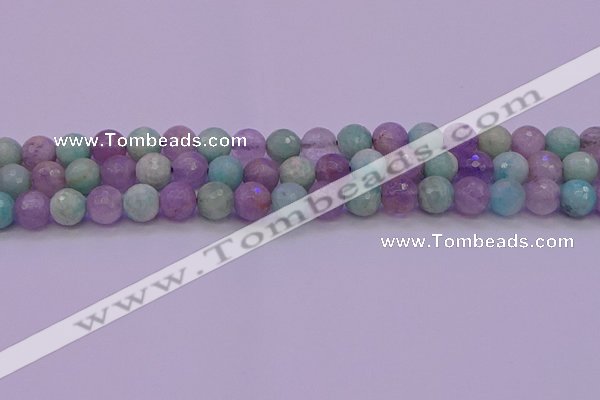 CNA683 15.5 inches 10mm faceted round lavender amethyst & amazonite beads