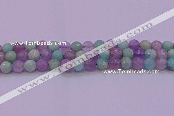 CNA684 15.5 inches 12mm faceted round lavender amethyst & amazonite beads