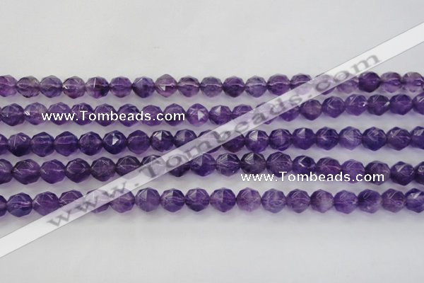 CNA69 15.5 inches 8mm faceted round natural amethyst beads