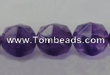 CNA71 15.5 inches 12mm faceted round natural amethyst beads