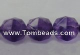 CNA72 15.5 inches 14mm faceted round natural amethyst beads