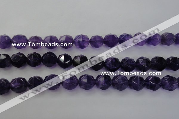 CNA72 15.5 inches 14mm faceted round natural amethyst beads