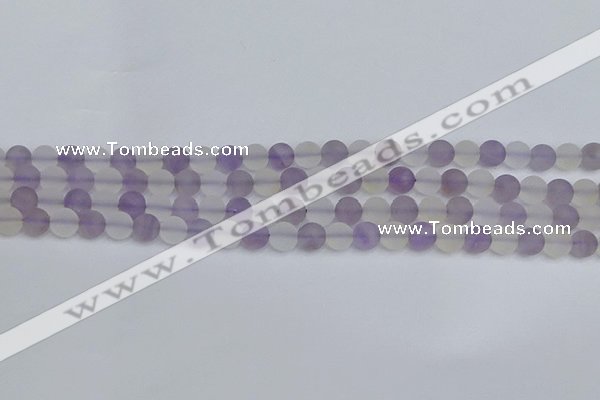 CNA736 15.5 inches 6mm round matte amethyst & white crystal beads