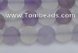 CNA737 15.5 inches 8mm round matte amethyst & white crystal beads