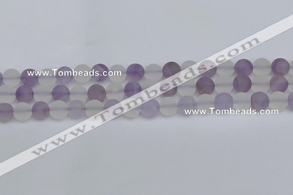 CNA738 15.5 inches 10mm round matte amethyst & white crystal beads