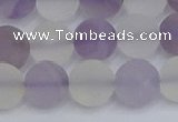 CNA739 15.5 inches 12mm round matte amethyst & white crystal beads