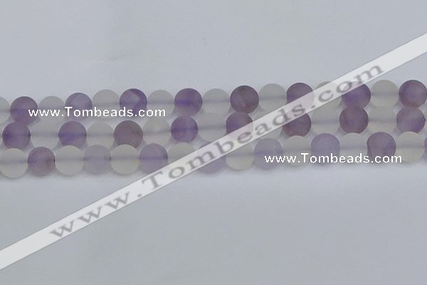 CNA739 15.5 inches 12mm round matte amethyst & white crystal beads