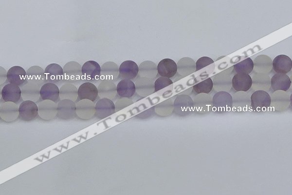 CNA739 15.5 inches 12mm round matte amethyst & white crystal beads