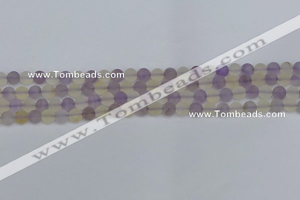 CNA741 15.5 inches 6mm round matte amethyst & citrine beads