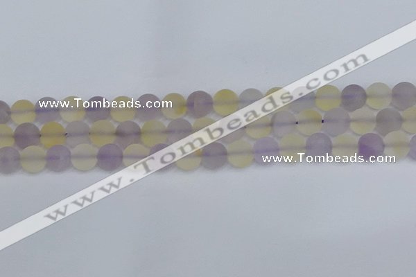 CNA743 15.5 inches 10mm round matte amethyst & citrine beads