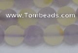 CNA744 15.5 inches 12mm round matte amethyst & citrine beads