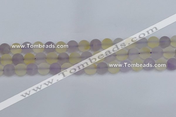 CNA744 15.5 inches 12mm round matte amethyst & citrine beads