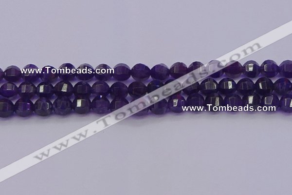 CNA752 15.5 inches 8mm faceted round natural amethyst beads