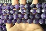 CNA769 15.5 inches 12mm faceted nuggets matte amethyst beads