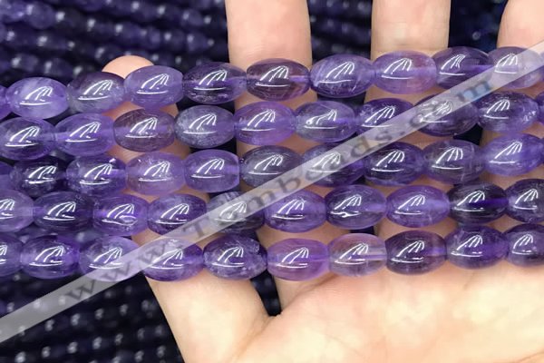 CNA771 15.5 inches 8*11mm rice amethyst gemstone beads