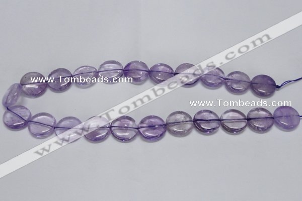 CNA821 15.5 inches 12mm flat round natural light amethyst beads