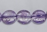 CNA822 15.5 inches 14mm flat round natural light amethyst beads