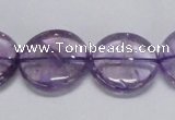 CNA825 15.5 inches 20mm flat round natural light amethyst beads