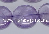 CNA827 15.5 inches 30mm flat round natural light amethyst beads