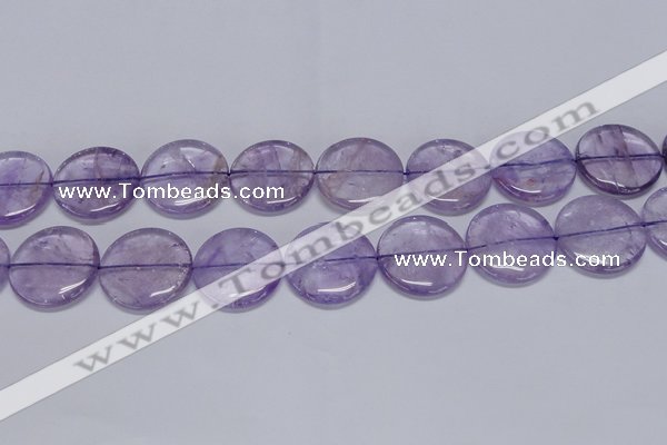 CNA827 15.5 inches 30mm flat round natural light amethyst beads