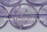 CNA829 15.5 inches 40mm flat round natural light amethyst beads