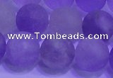 CNA915 15.5 inches 14mm round matte amethyst gemstone beads