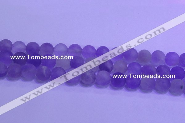 CNA915 15.5 inches 14mm round matte amethyst gemstone beads