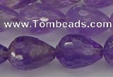 CNA922 15.5 inches 15*20mm faceted teardrop natural amethyst beads