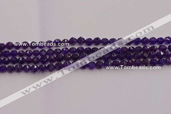 CNA936 15.5 inches 6mm faceted nuggets amethyst gemstone beads