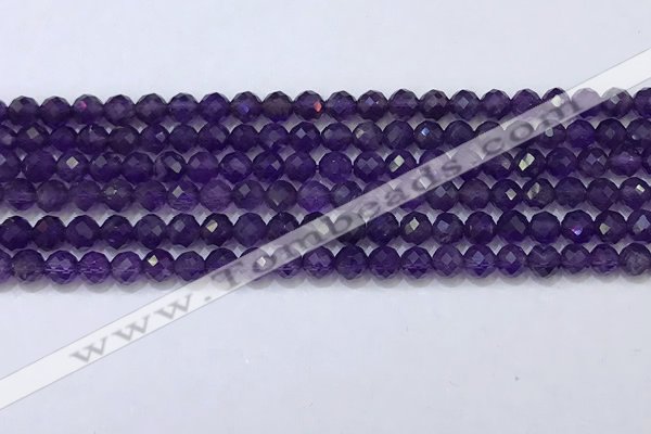 CNA990 15.5 inches 4mmm faceted round amethyst beads wholesale