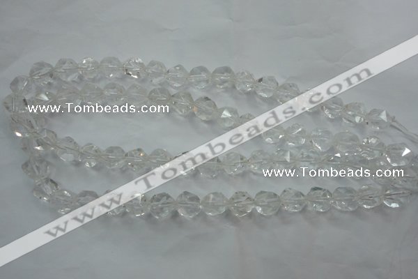 CNC101 15 inches 8mm faceted nuggets white crystal beads