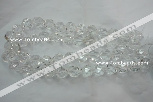 CNC104 15 inches 14mm faceted nuggets white crystal beads