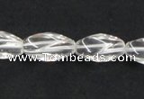 CNC20 8*18mm twisted rice grade AB natural white crystal beads