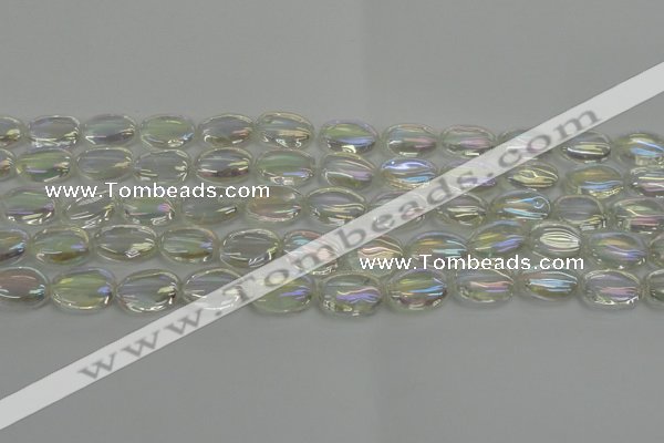 CNC216 15.5 inches 10*14mm oval AB-color white crystal beads